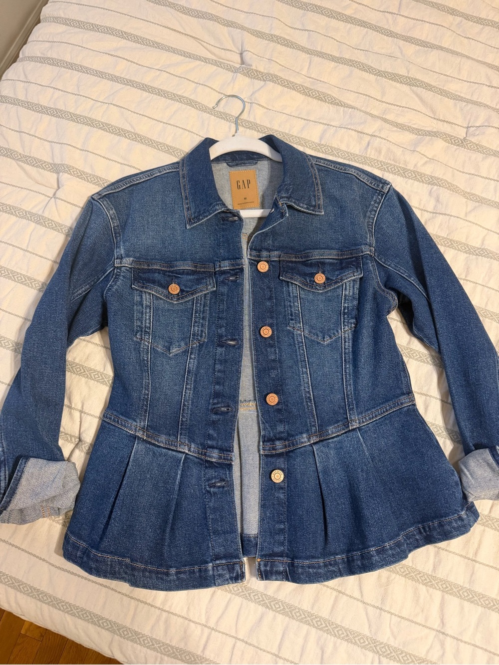 GAP Blue Denim Peplum Jacket